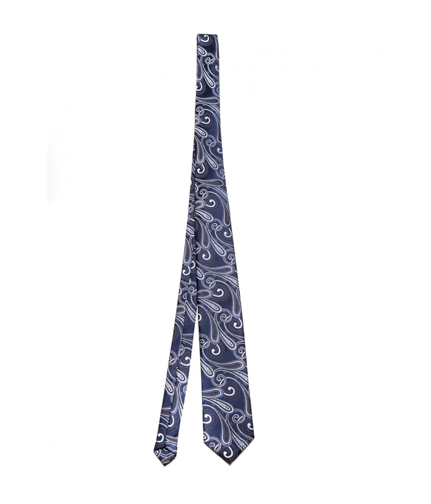 Cravata albastru-inchis cu model abstract